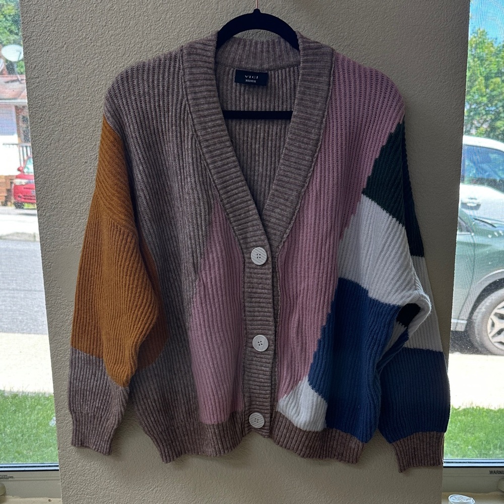 Vick Women's Colorblock Ribbed Cardigan size medium